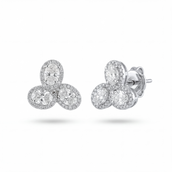 Oval Diamond Halo Earrings | 3.55tw