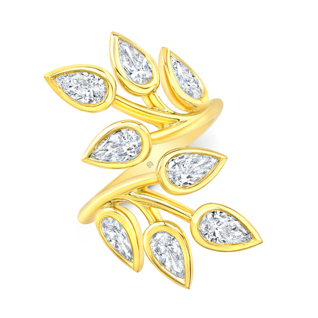 Pear Shape Diamond Leaf Bypass Ring | 2.04tw