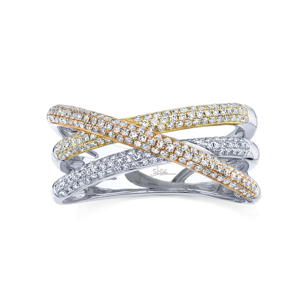 Three Row Diamond Crossover Band