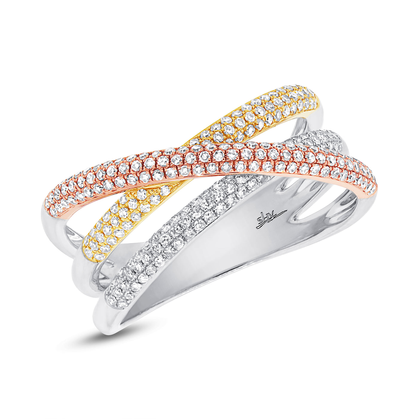 Three Row Diamond Crossover Band