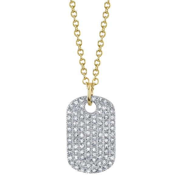 Mixed Metal Diamond Dog Tag Pendant | .22tw