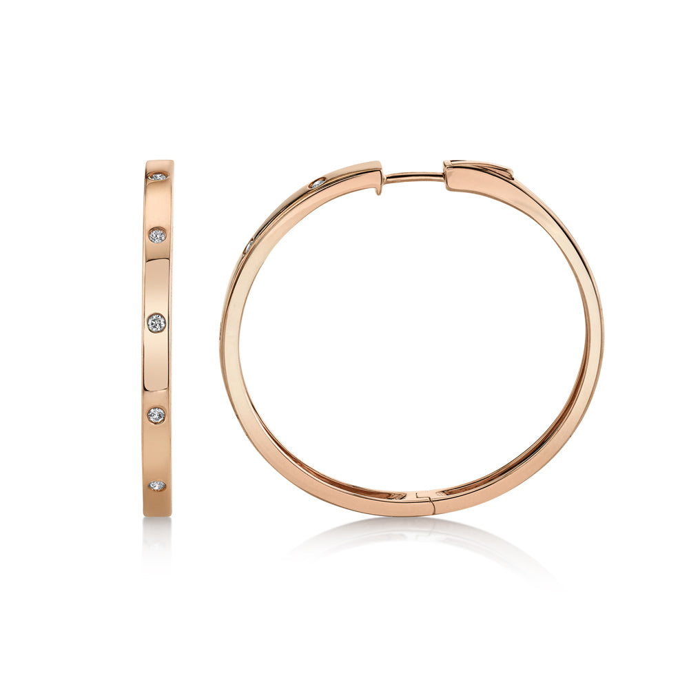 Inlay Diamond Hoop Earrings