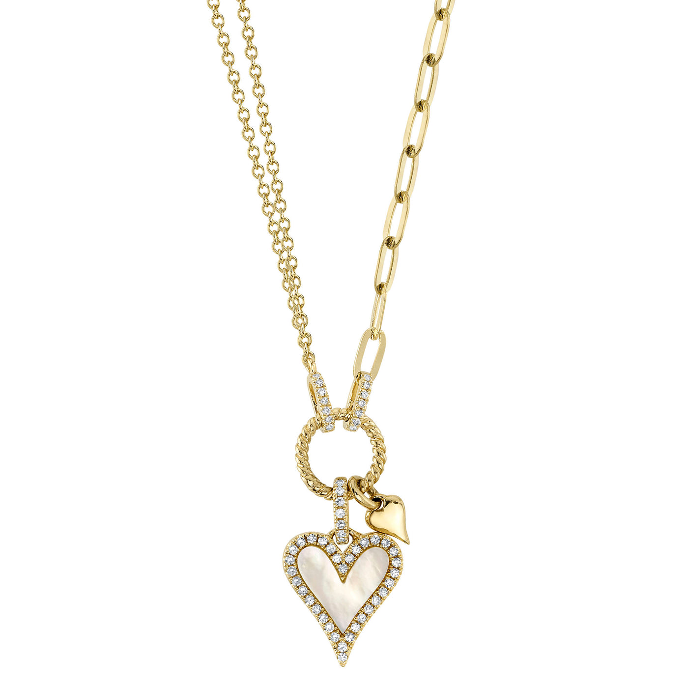 Diamond Framed Mother of Pearl Heart Pendant