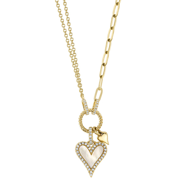 Diamond Framed Mother of Pearl Heart Pendant