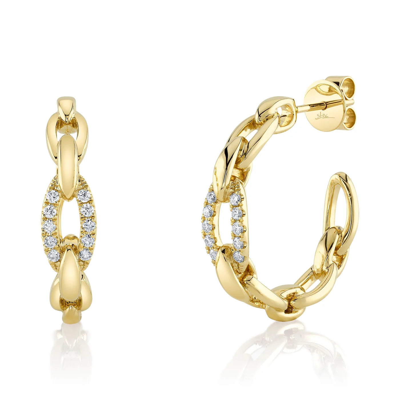 Diamond Link Hoop Earrings | .25tw