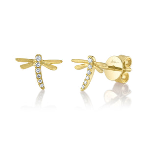 Diamond Dragonfly Stud Earrings