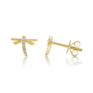 Diamond Dragonfly Stud Earrings