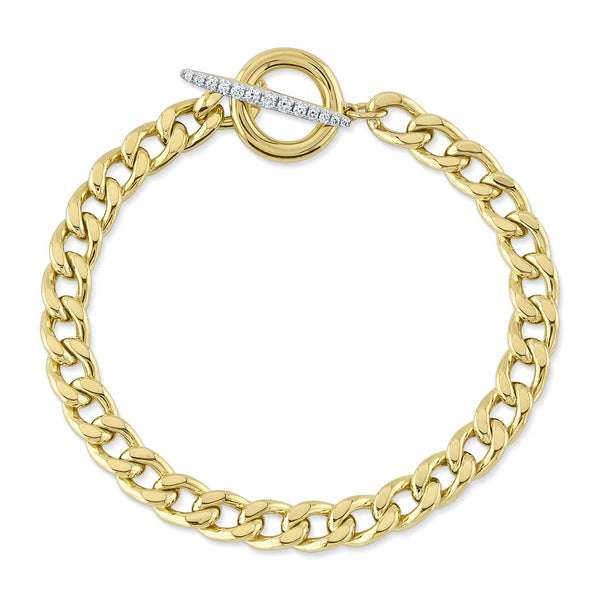 Link Bracelet with Diamond Toggle Bar