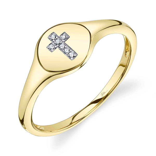 Diamond Cross Signet Ring | .02tw