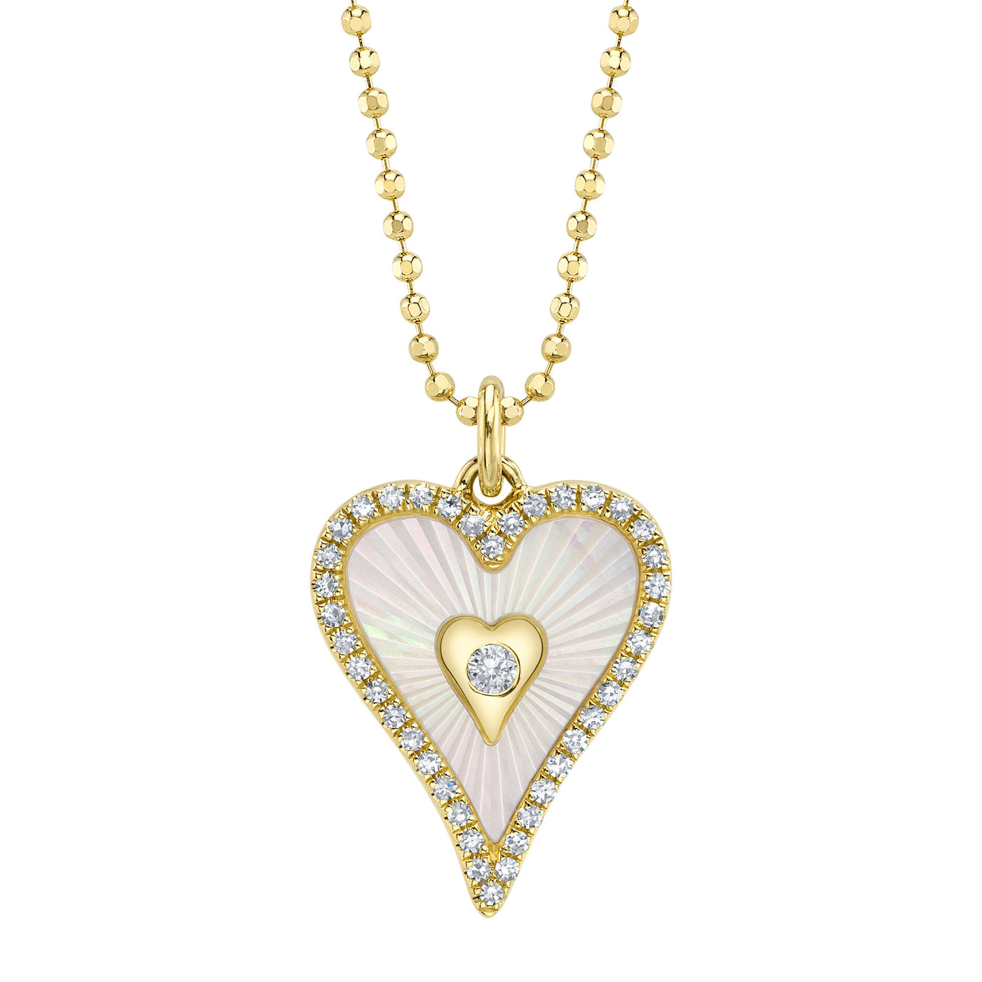 Mother of Pearl and Diamond Heart Pendant