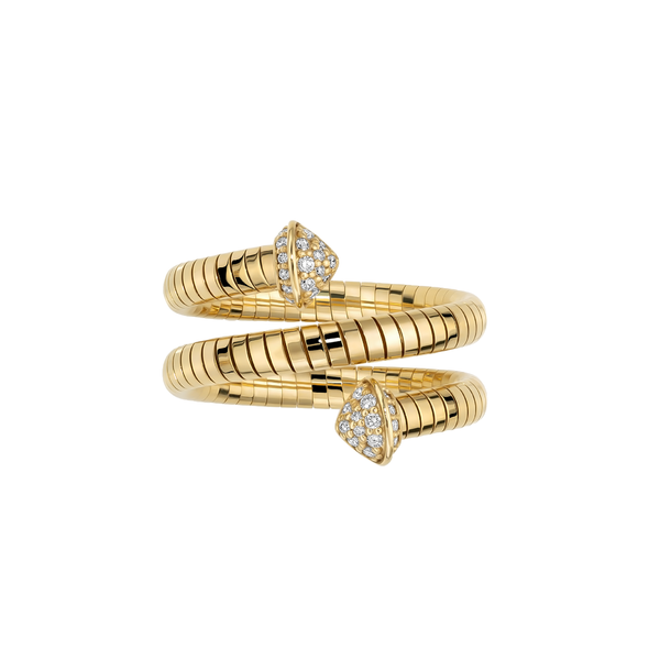 Yellow Gold & Titanium Diamond Coil Ring | 0.14tw