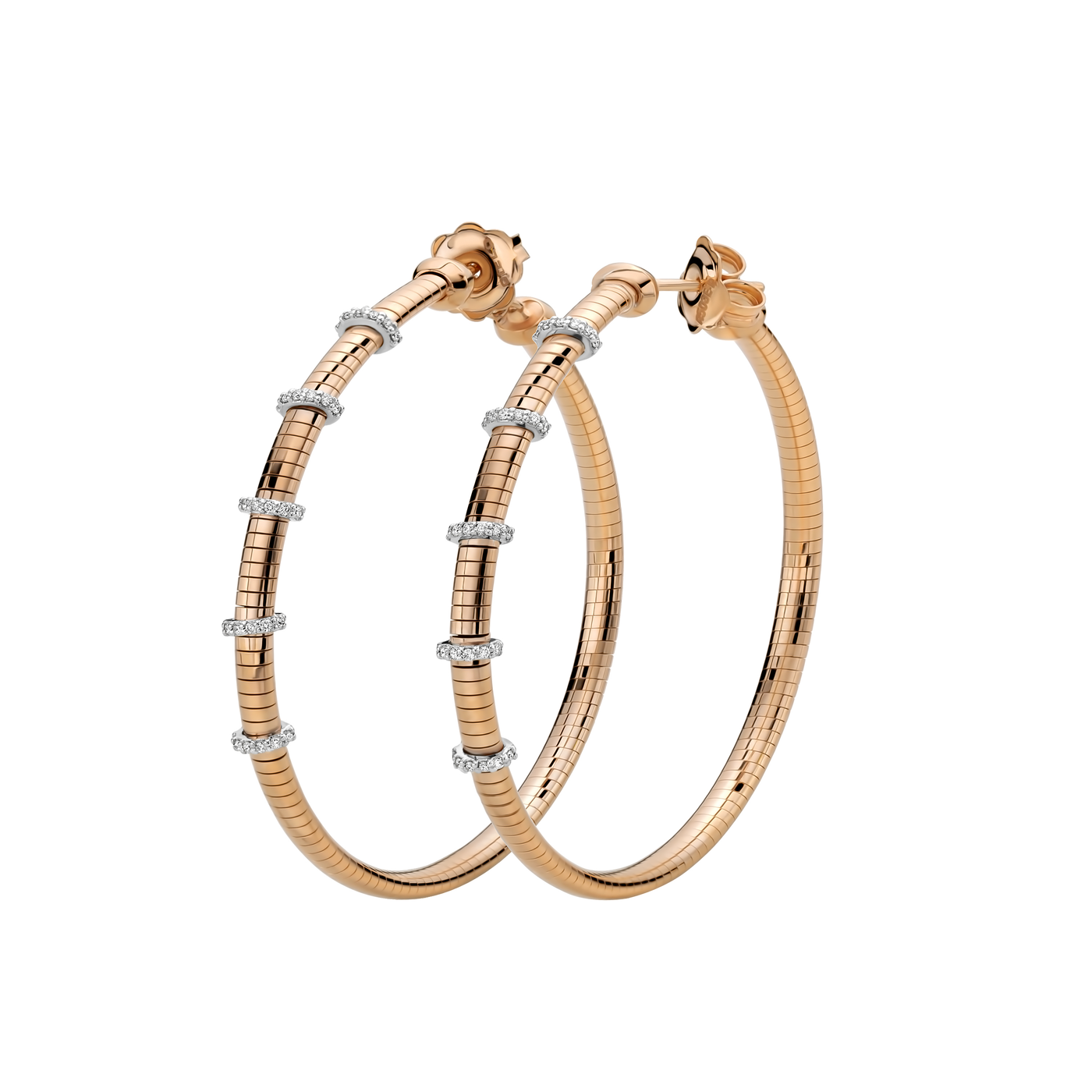 Rose Gold & Titanium Diamond Hoop Earrings | 0.21tw