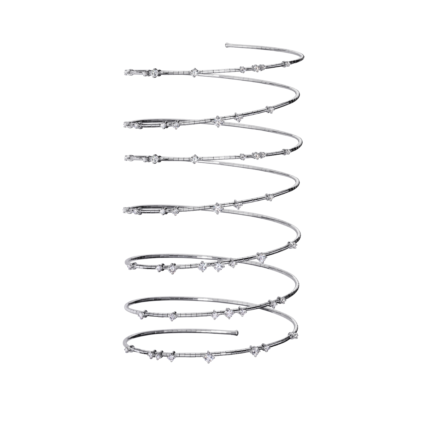 White Gold & Titanium Diamond Coil Bracelet | 4.05tw