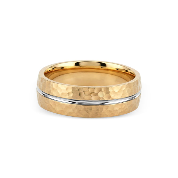 Hammered Design Band with Black Rhodium Center Line