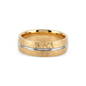 Hammered Design Band with Black Rhodium Center Line