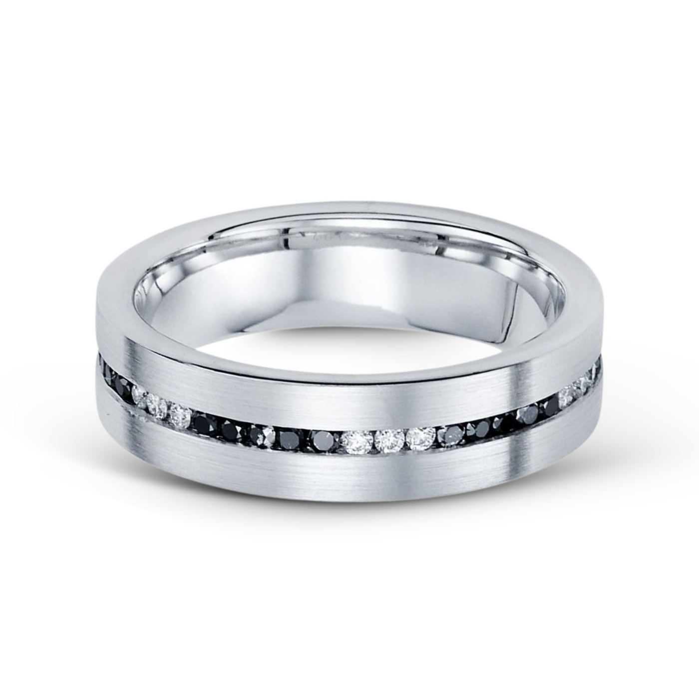 Satin Finish Black & White Diamond Band