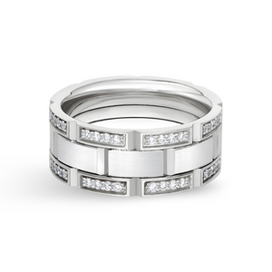 Diamond Edges Satin Center Link Design Band