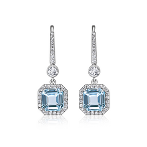 Cushion Cut Aquamarine & Diamond Earrings