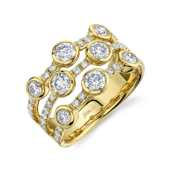 Three Row Bezel Set Diamond Bar Band
