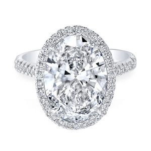 Oval Diamond Ring with Pavé Halo | 5.56tw