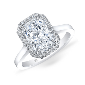 Radiant Cut Diamond Ring with Pavé Halo | 3.30tw