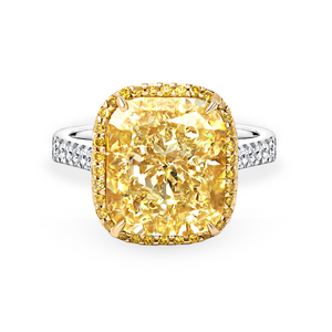 Fancy Yellow Cushion Cut Diamond Ring | 10.03tw