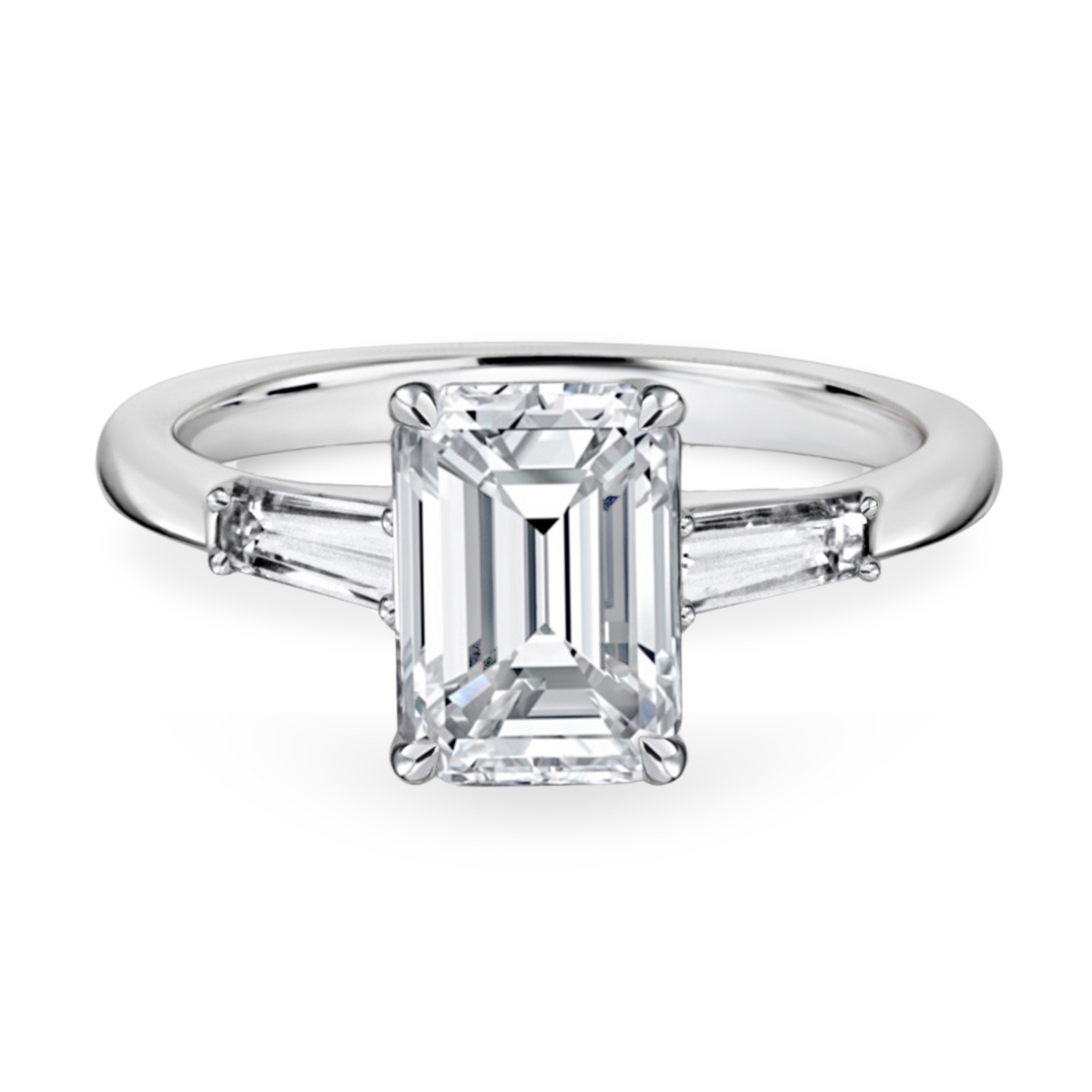 Emerald Cut & Side Stones Diamond Ring | 2.70tw