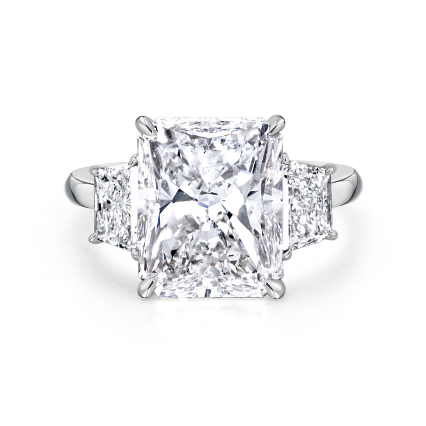 Radiant Cut Diamond Ring with Trapezoid Side Stones | 8.11tw