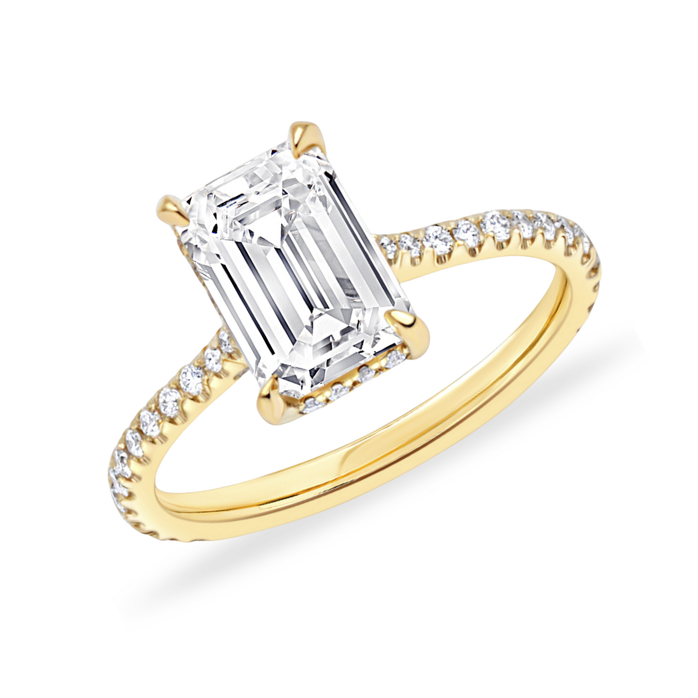 Emerald Cut Diamond Ring with Hidden Halo | 2.61tw