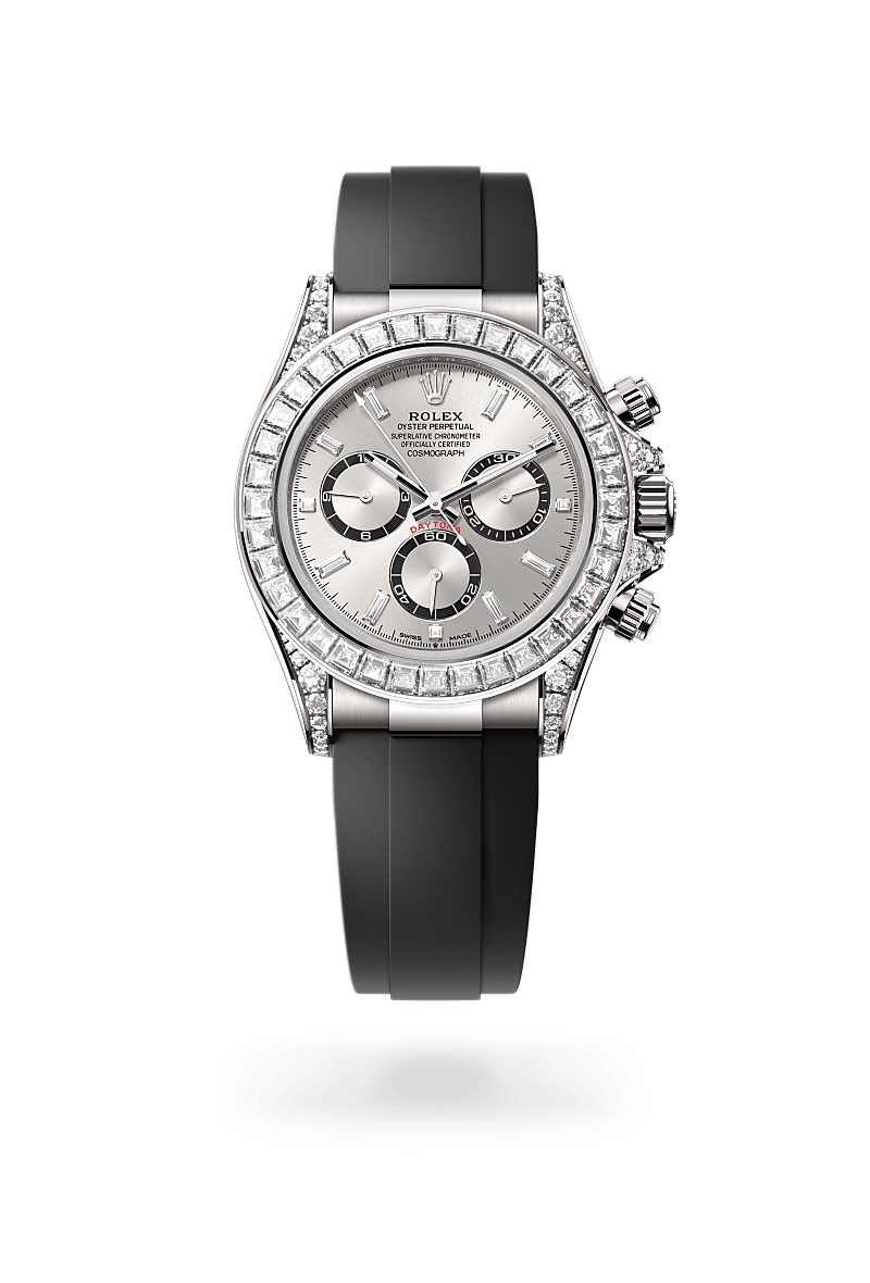 Rolex Cosmograph Daytona in White Gold and Steel, bright black counter rings set with Diamonds Dials, M126539TBR-0002 | Polacheck's Jewelers