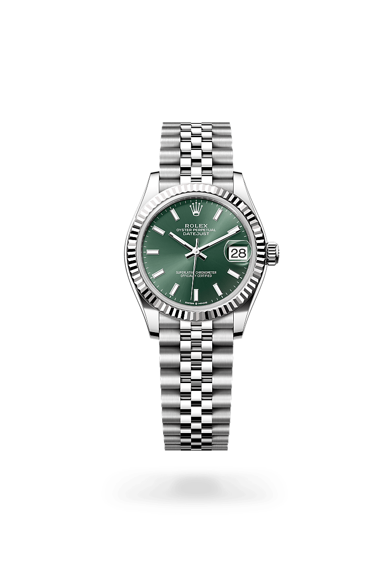 Rolex Datejust 31 in White Rolesor and Mint Green Dial, M278274-0018 | Polacheck's Jewelers