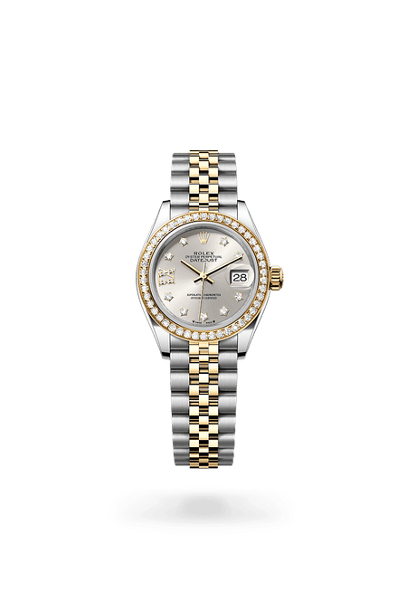 Rolex Lady-Datejust 28 in Yellow Rolesor and Silver set with diamonds Dial, M279383RBR-0003 | Polacheck's Jewelers