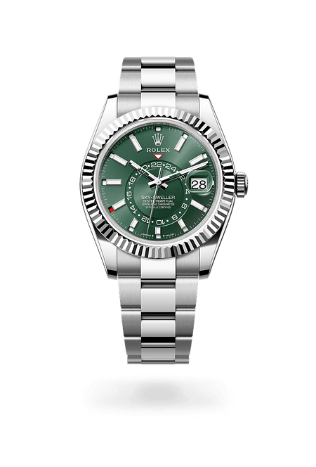 Rolex Sky-Dweller in White Rolesor and Mint Green Dial, m336934-0001 | Polacheck's Jewelers