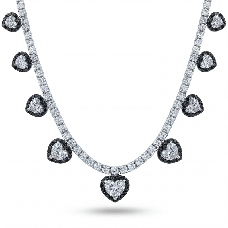 Diamond Necklace with Heart Shape Drops | 14.64tw