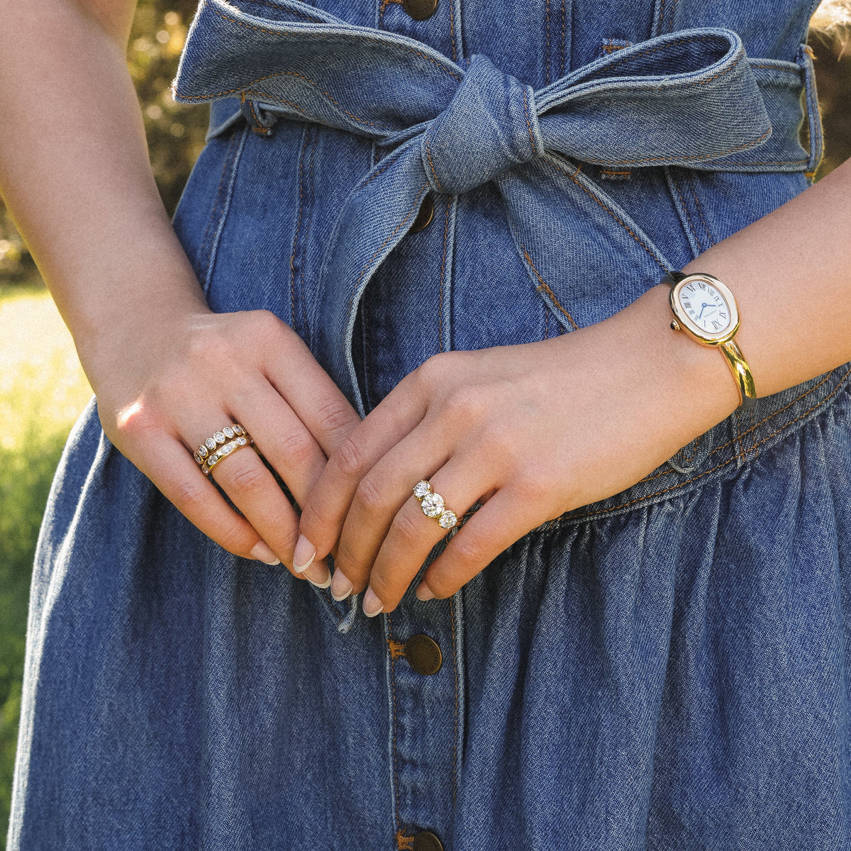 Sleek Bezel Set Diamonds
