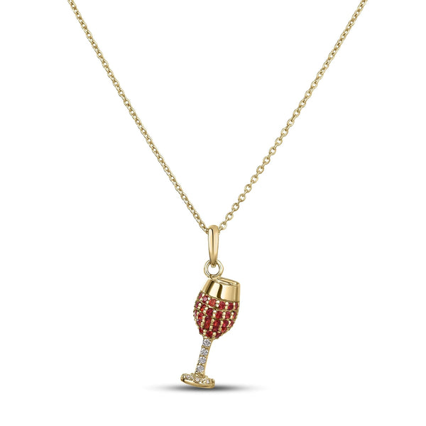Orange Sapphire & Diamond Wine Glass Pendant