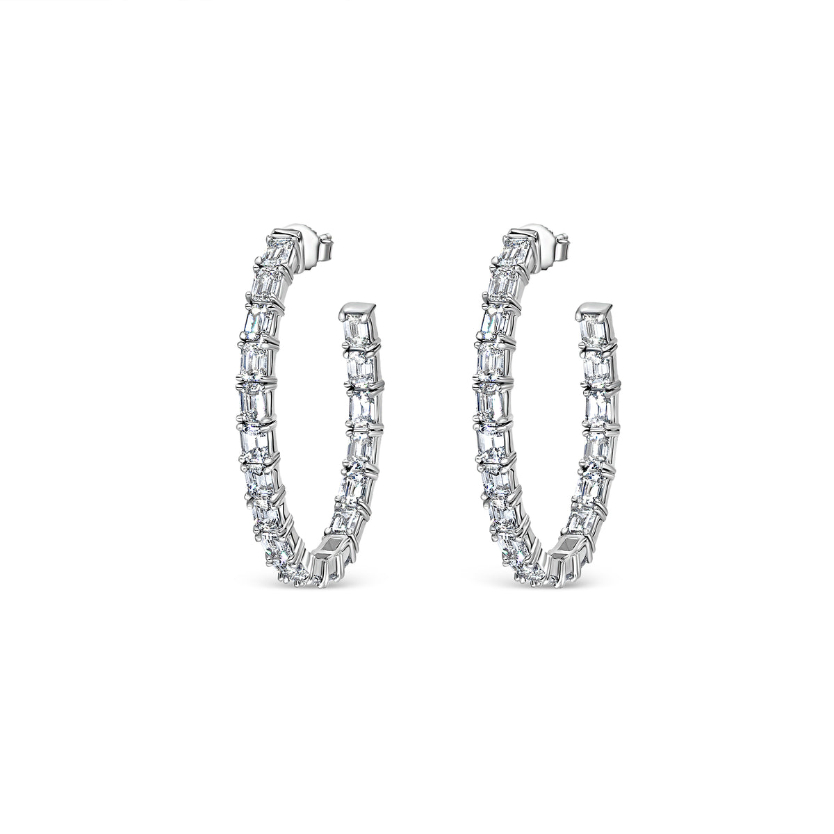 Emerald Cut Diamond Hoop Earrings | 5.75tw