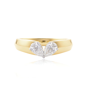 Kissing Pear Diamond Heart Ring