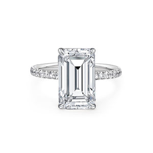 Emerald Cut Diamond Pave Shank Ring | 5.02ct