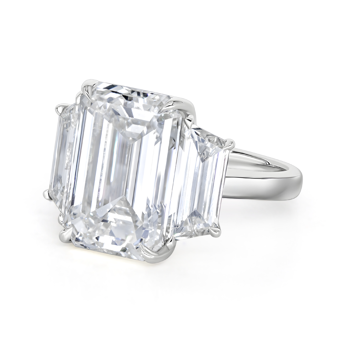 Emerald Cut with Trapezoid Side Stones Diamond Ring | 13.21tw