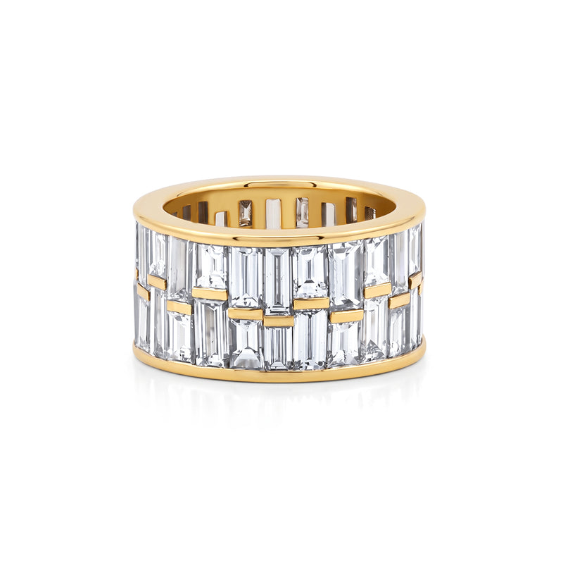 Wide Two Row Baguette Diamond Band | 10.03tw
