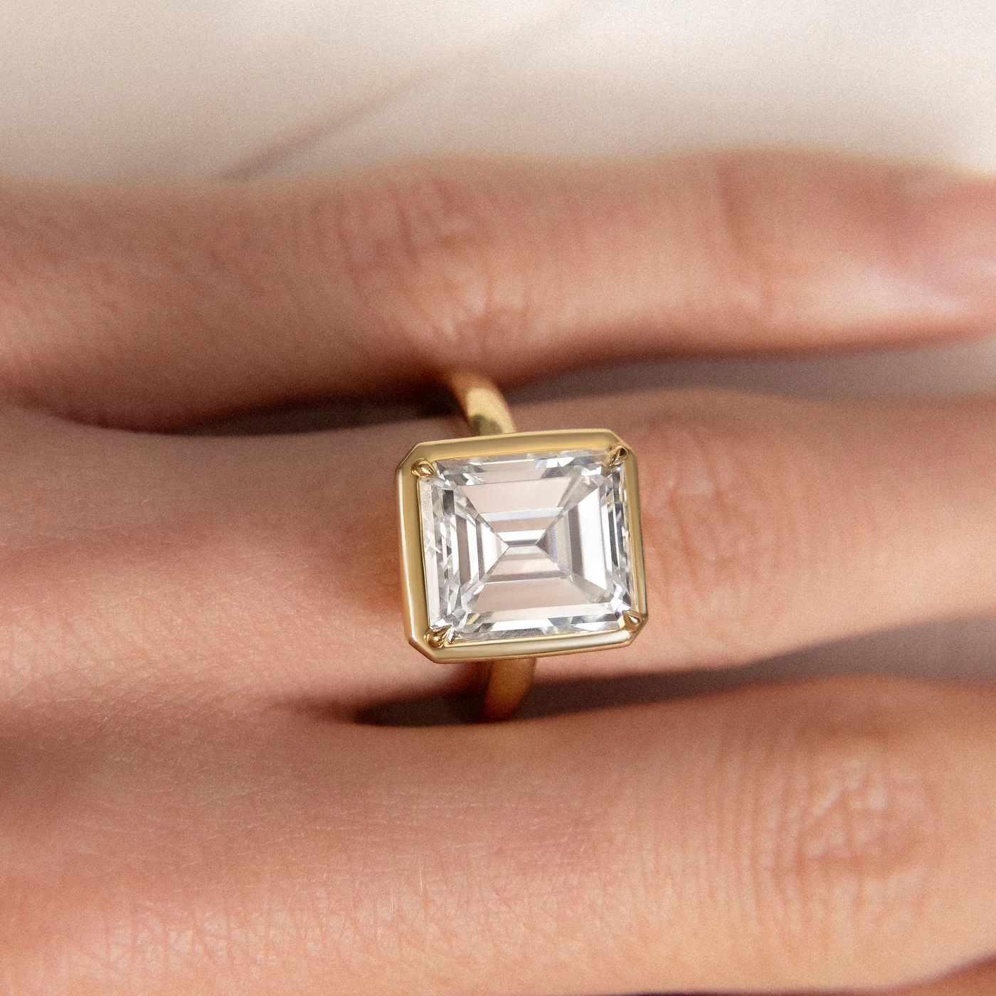 Emerald Cut Diamond Bezel Set Solitaire Engagement Ring | 5.96ct