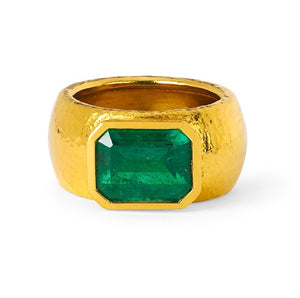 Bezel Set Zambian Emerald Band