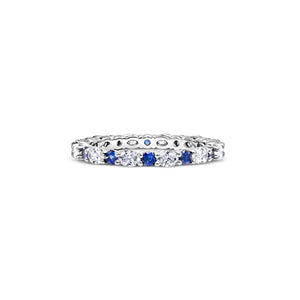 Blue Sapphire & Diamond Eternity Band