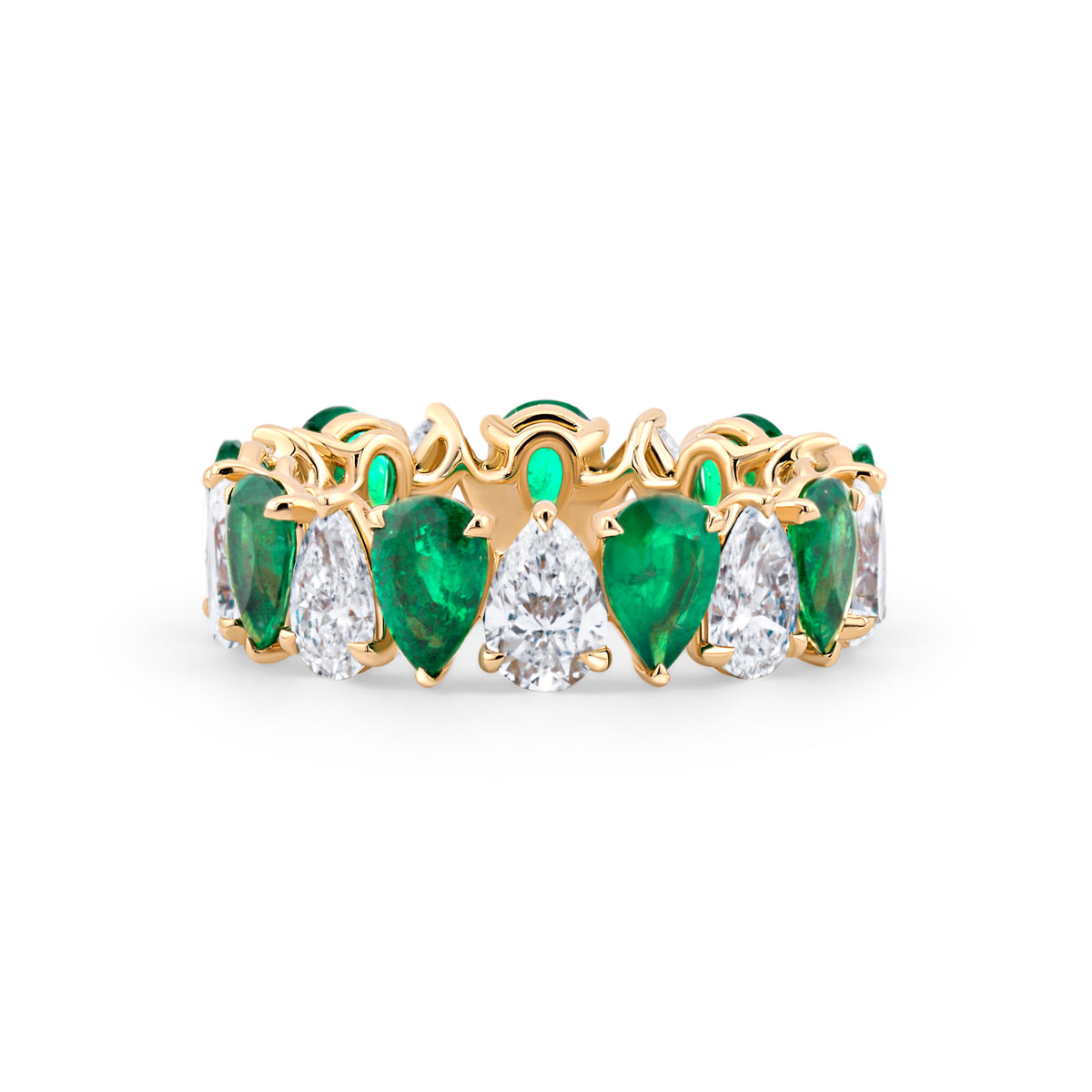 Pear Shape Emerald & Diamond Band | 6.04tw