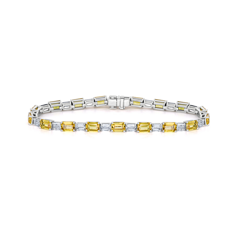 Yellow Sapphire & Diamond Tennis Bracelet | 28.56tw