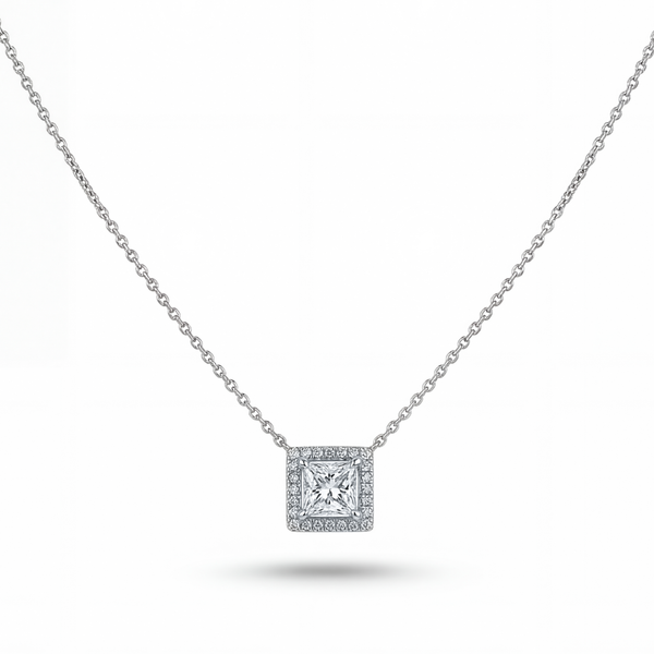 Princess Cut Diamond Halo Pendant | 1.19tw