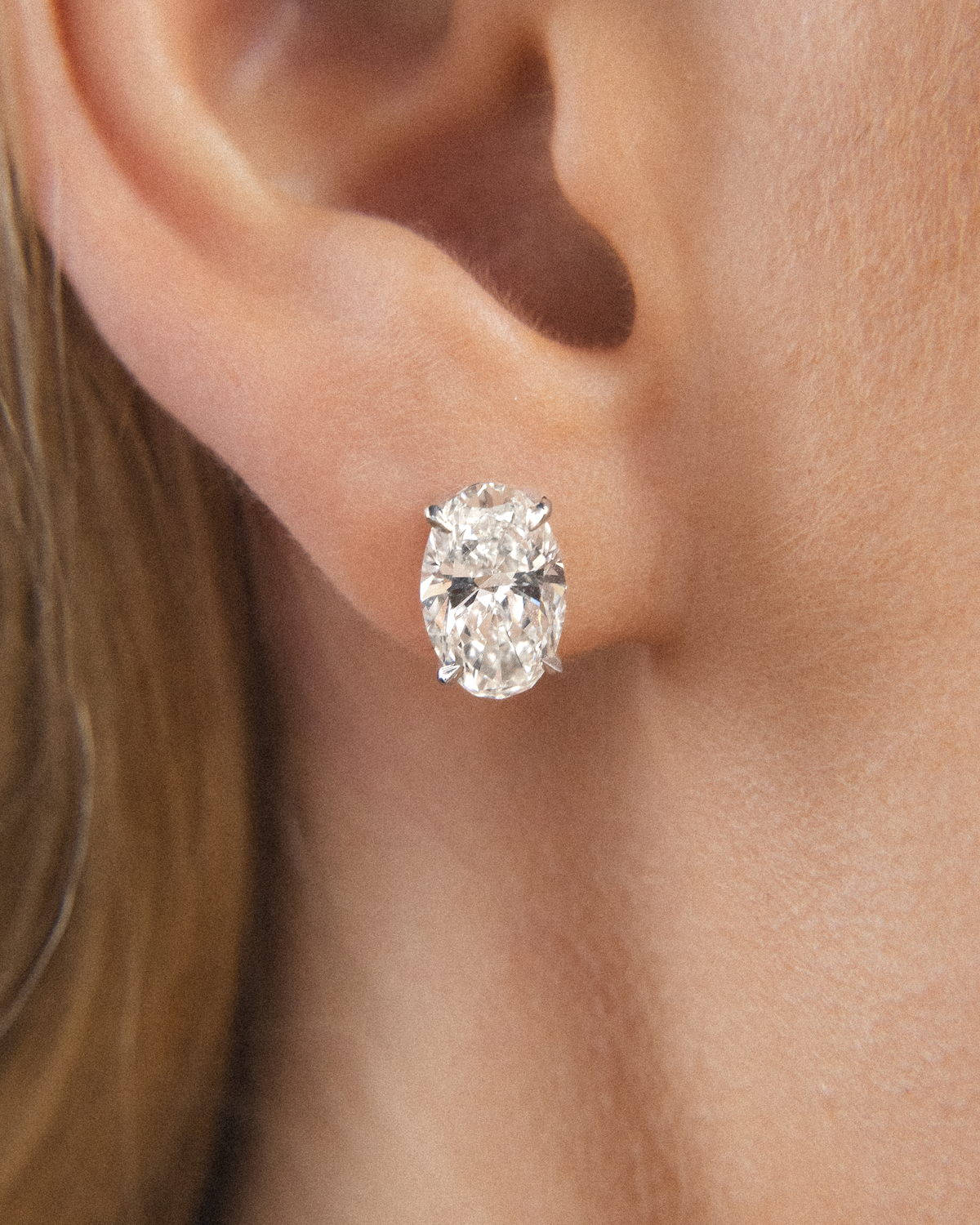 Oval Diamond Stud Earrings | 4.02tw