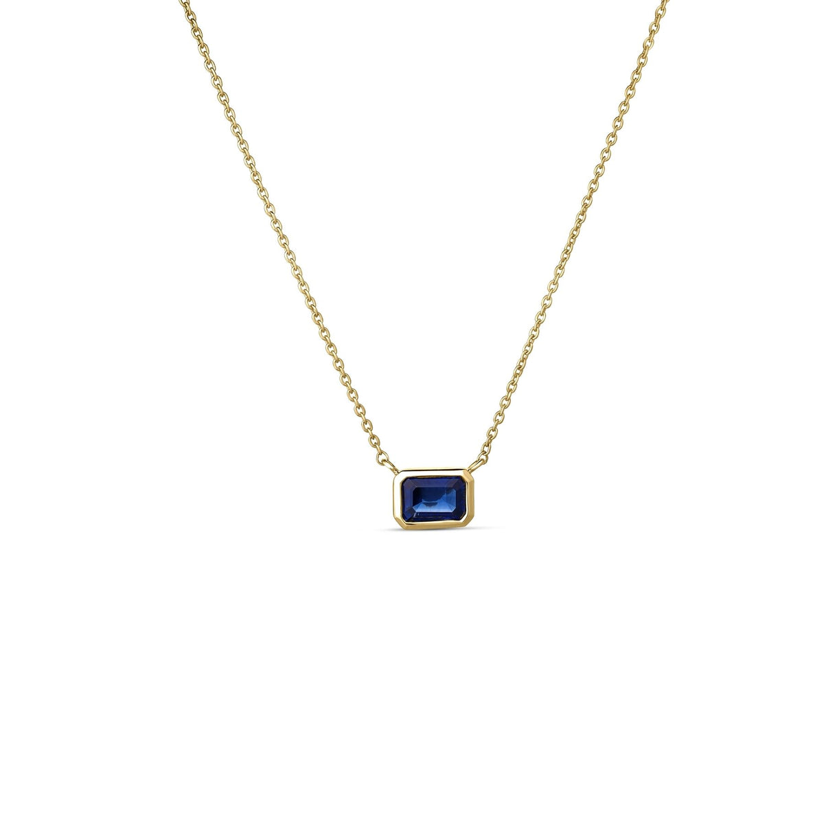 Emerald Cut Sapphire Necklace | .55ct