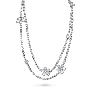 4 Flower 2 Layer Diamond Necklace